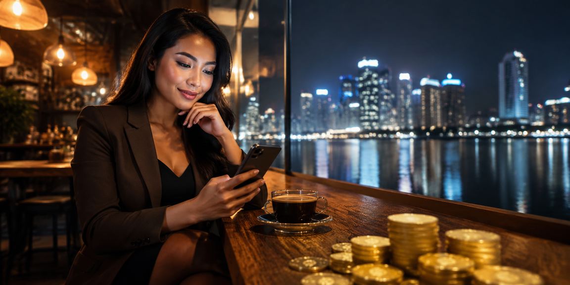 Pengguna Indonesia mengakses platform casino mobile sambil menikmati kopi